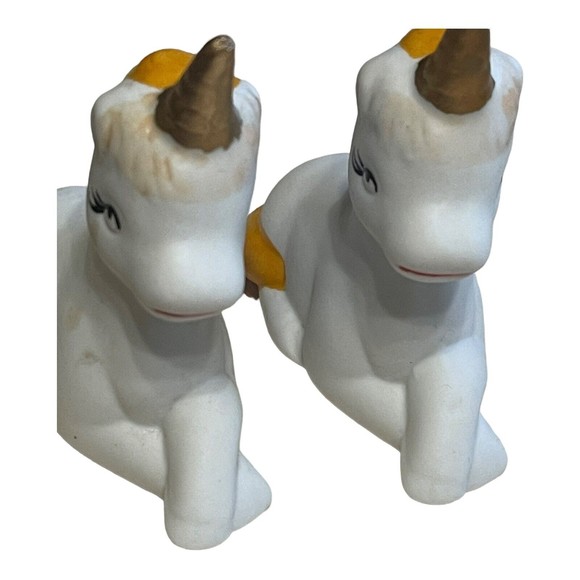 Vintage 1980’s Ceramic Unicorns With Rainbow Mane Pride Figurine China See Pics - Picture 5 of 10